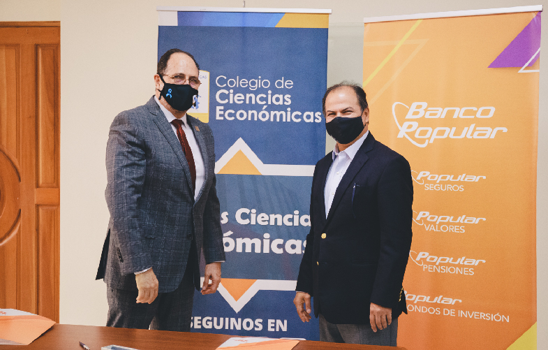 imagen de el Gerente General Corporativo del Banco, Sr. Marvin Rodríguez Calderón y el Presidente del Colegio, Sr. Ennio Rodríguez Céspedes.