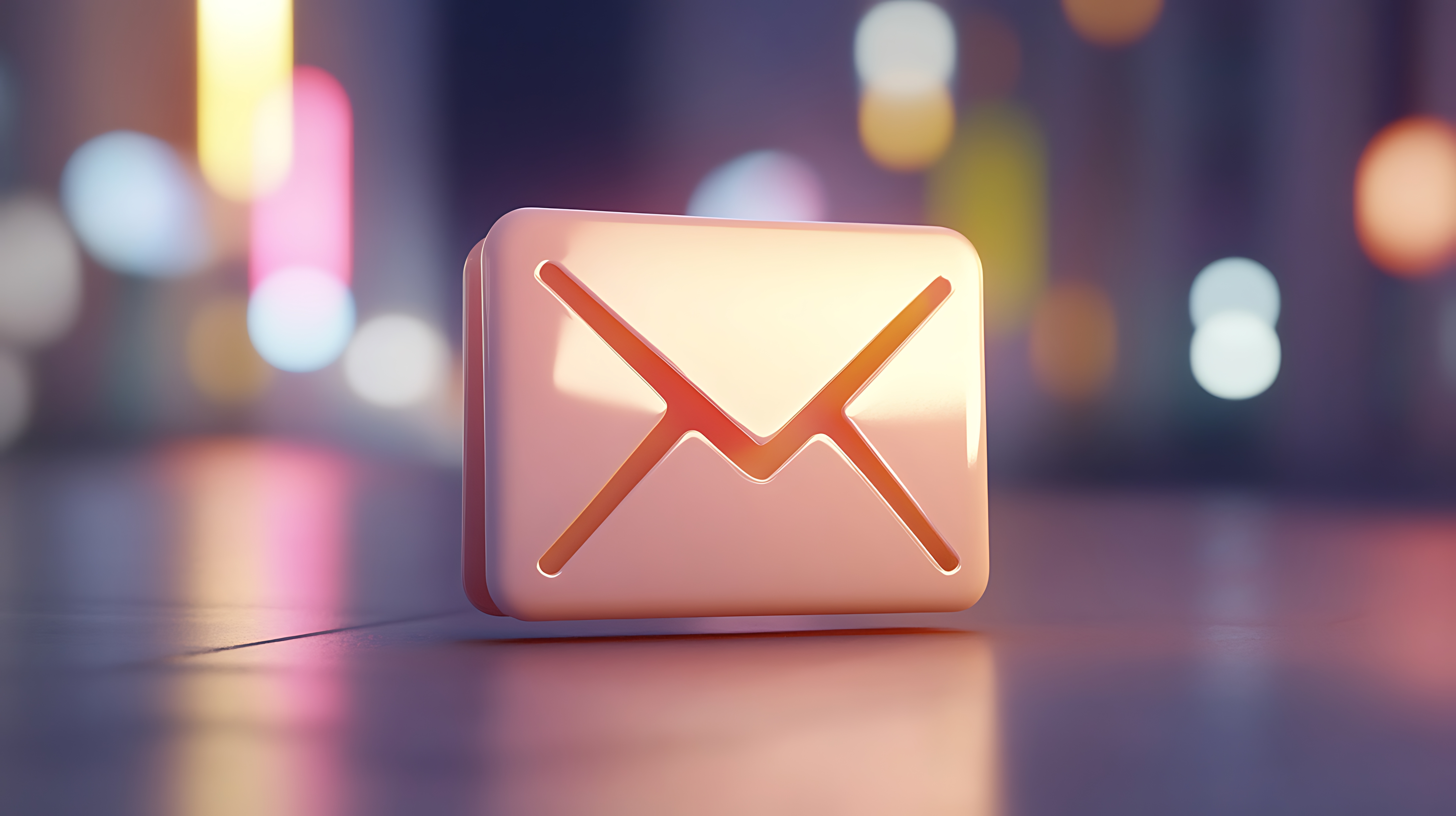 Neon colors in digital envelope symbolizing fast communication and speed high resolution picture