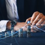 Financial investment and  success market stock technology currency report. Stacks of  coin with trading graph.Business financial chart graph on economy